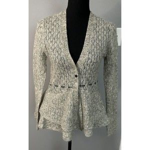Rosie Neira Anthropologie Women's Gray Wool Mohair Blend Knit Cardigan Sweater S